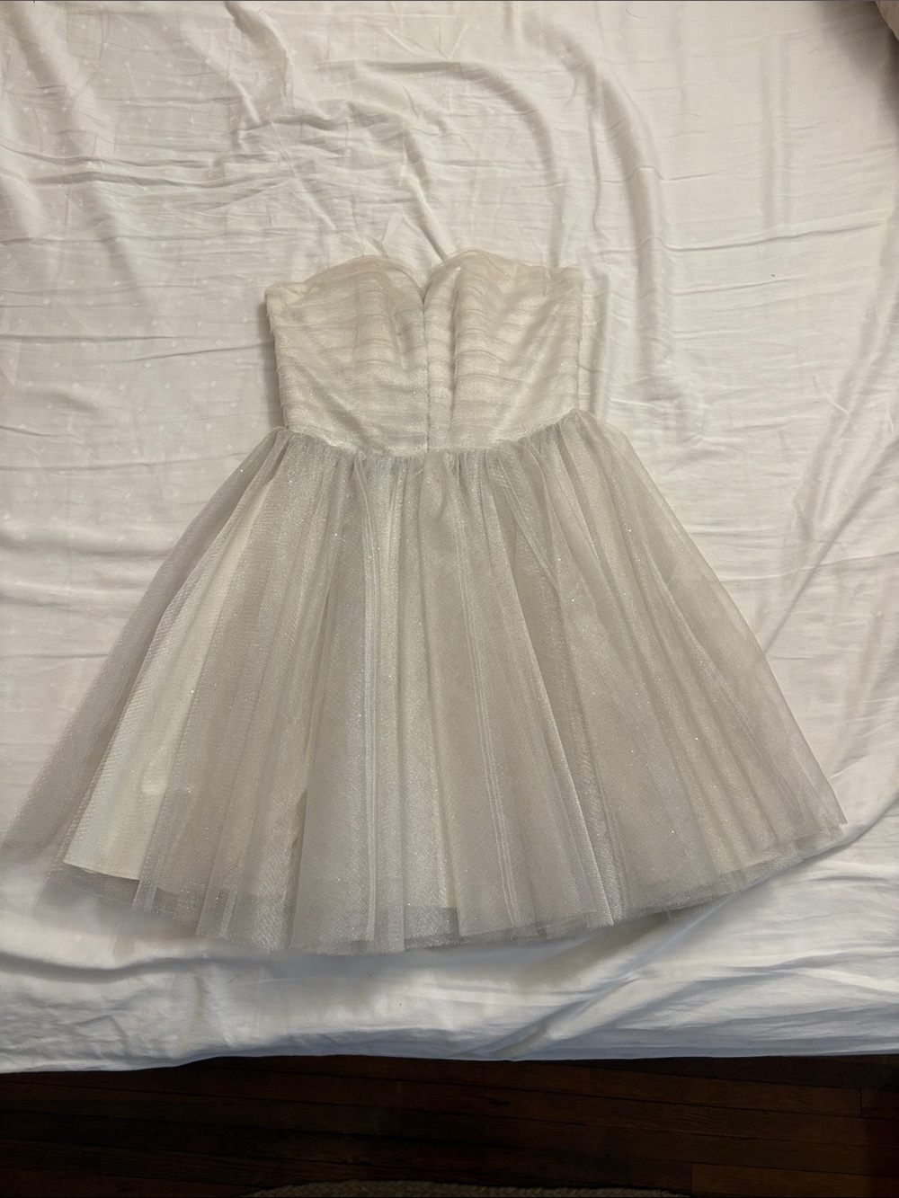 Sparkle Tulle Strapless Kids Dress in Ivory